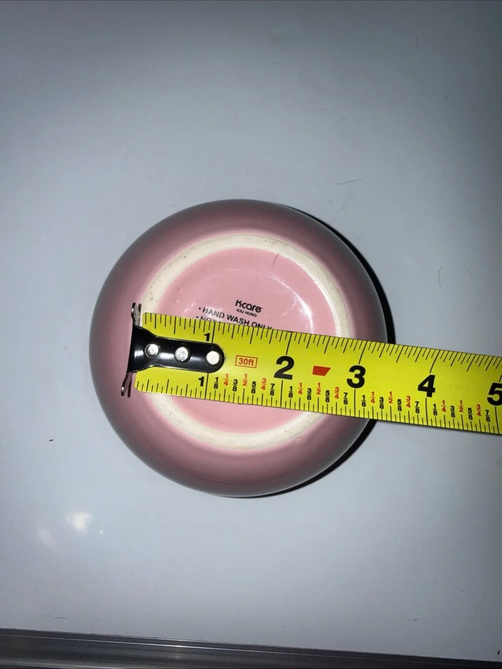 Kcare Pink & White Stoneware Bowl w Bunny in the Center See Pics For Measurement